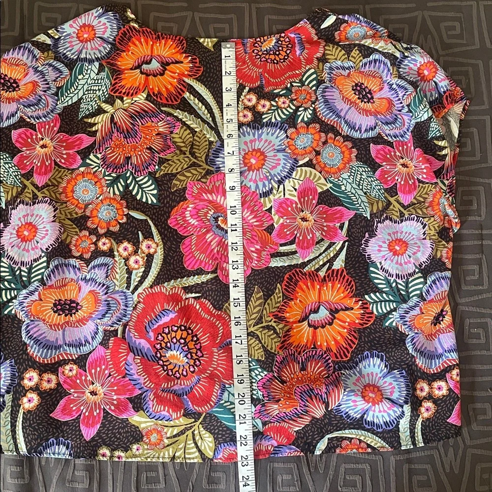 Torrid Tie-Front Capped Sleeve Multicolored Floral Print Button Up Blouse Size3X - Picture 13 of 14